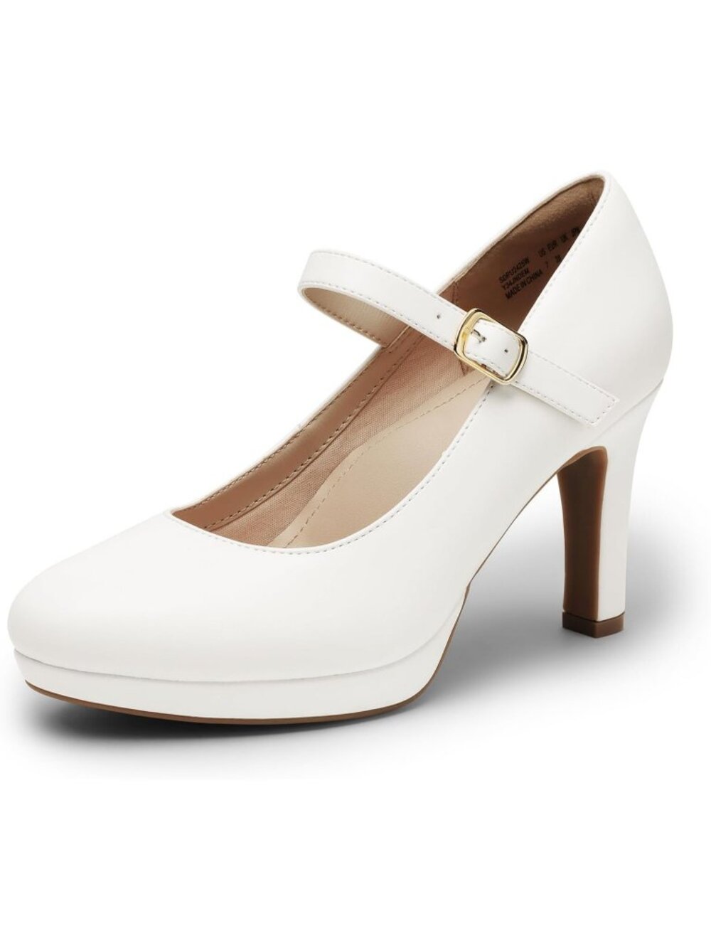 Dream Pairs Women's White Mary Jane Platform High Heel Round Toe Dressy Pumps